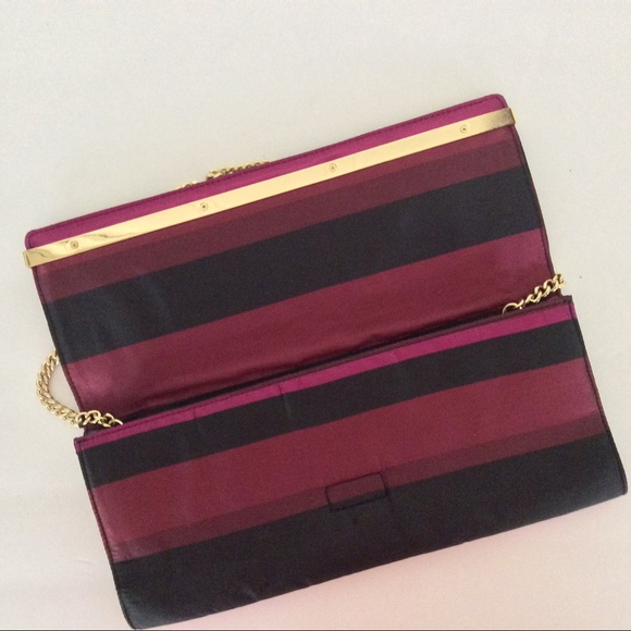 TALBOTS SILK PURPLE AND BLACK SHOULDER BAG CLUTCH NWOT - Picture 3 of 8